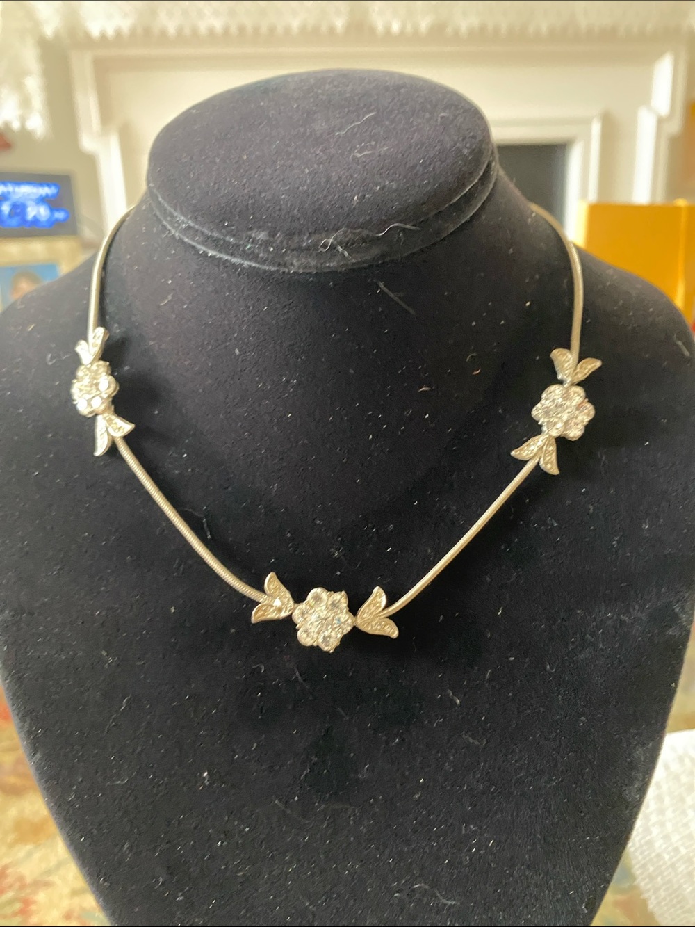 Gold-Tone Floral Crystal Necklace - Elegant Women's Jewelry